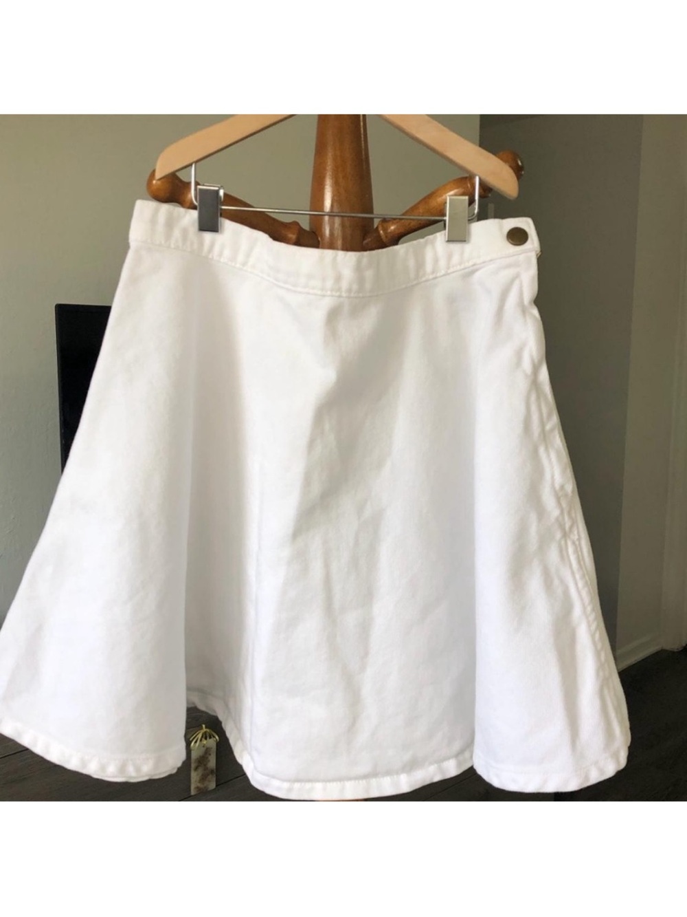 American Apparel White Denim Circle Mini Skirt